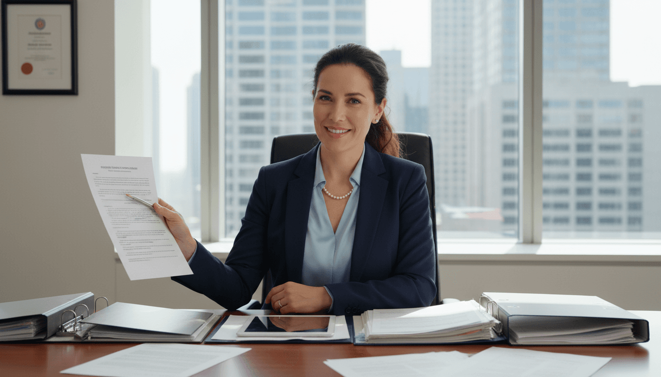 Insurance professional reviewing childcare coverage documents