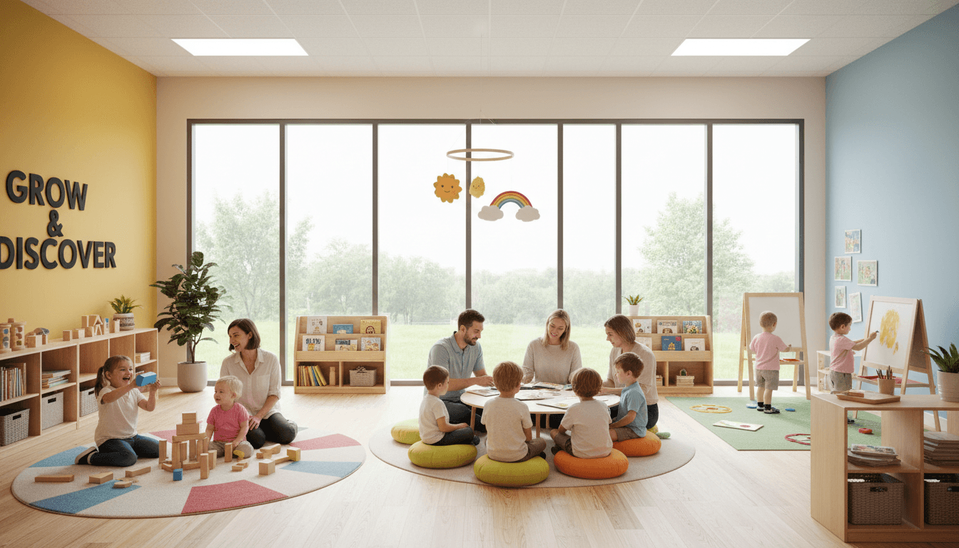 Childcare centre with children and educators