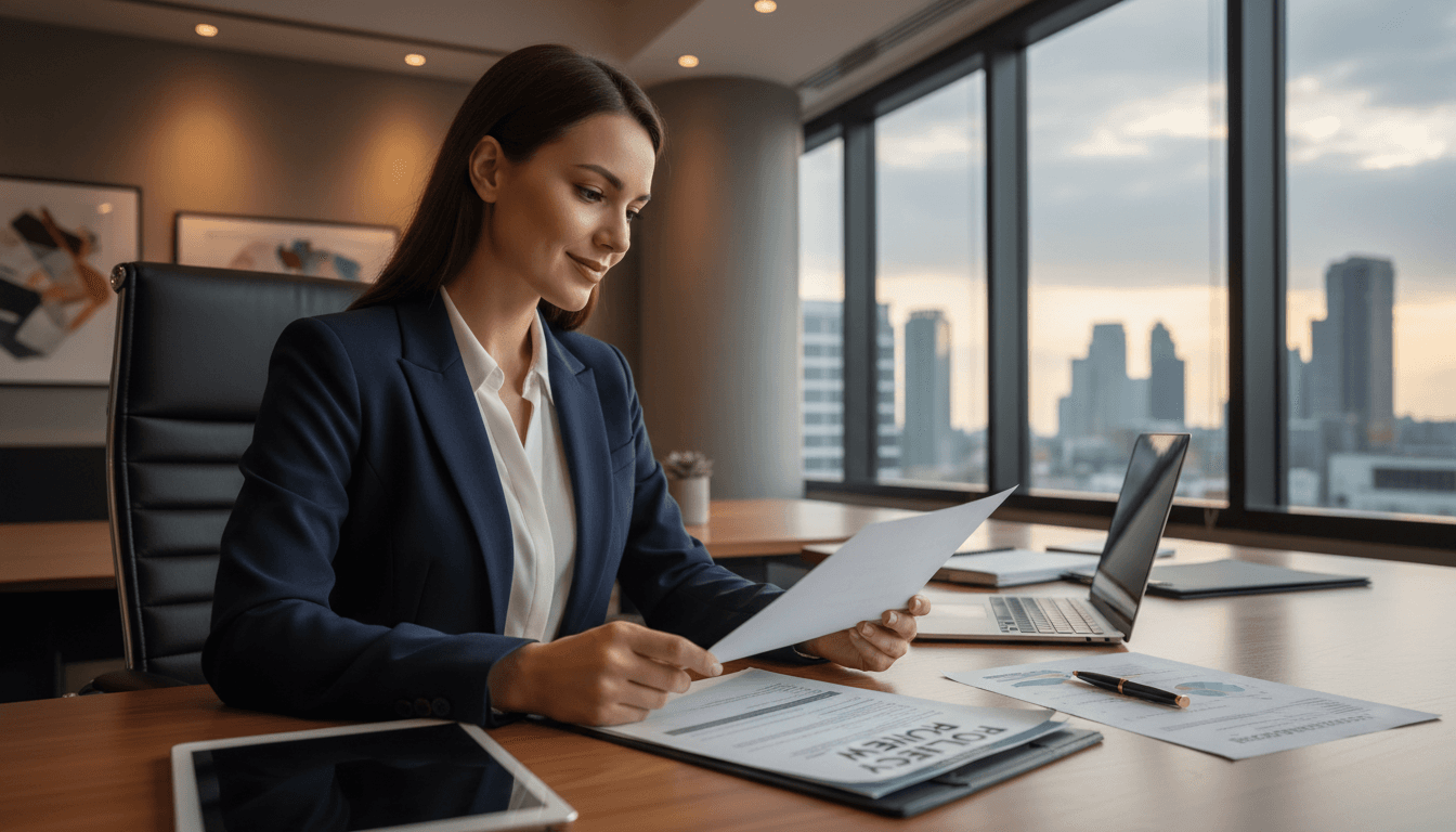 Centre director reviewing insurance coverage documents